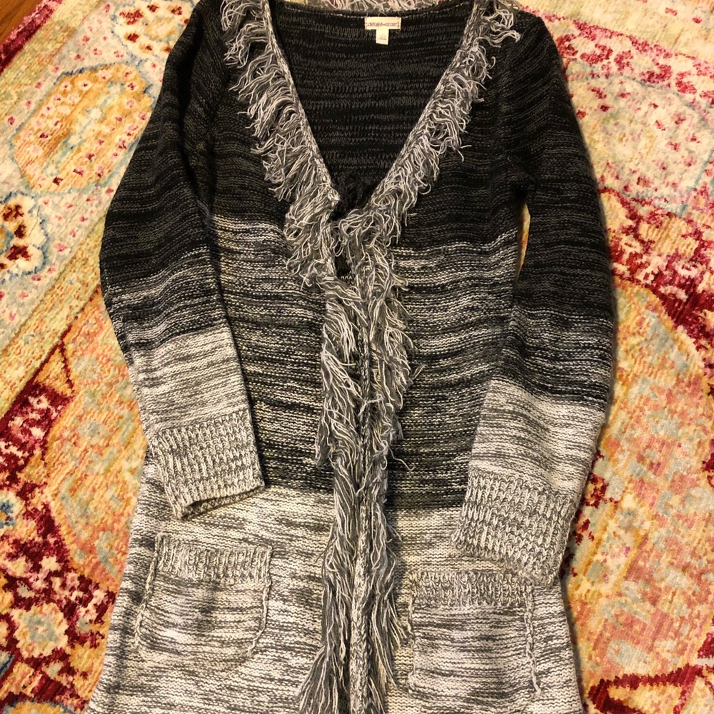 Tie-front long cardigan sweater